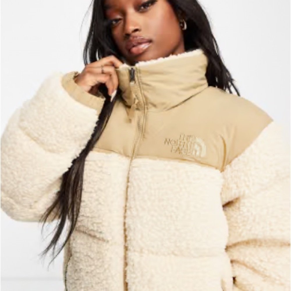 The North Face Cream and Tan Fleece Jacket